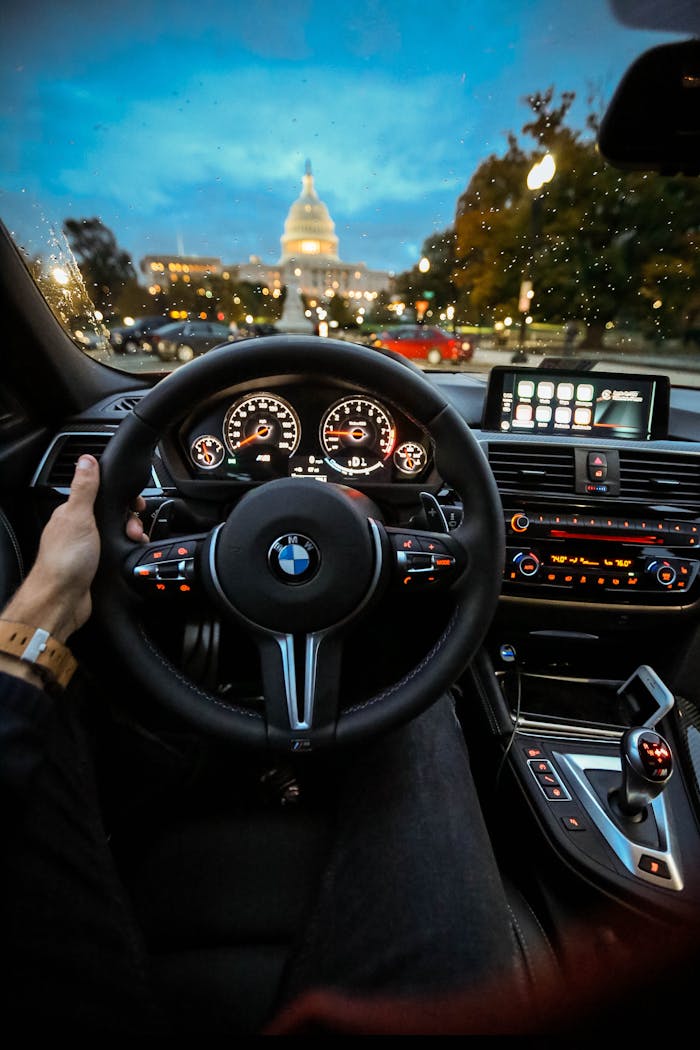 our-journey-01 View of the Capitol in Washington DC through the BMW steering wheel during a drive.